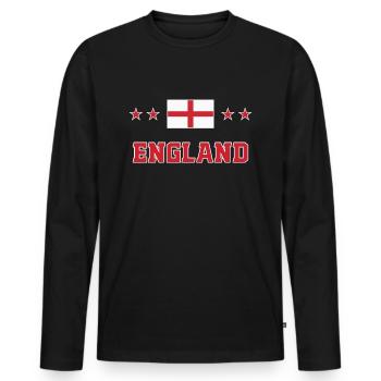 England - Men's Premium Organic Long Sleeve Shirt - black - Front - Nico (187cm)