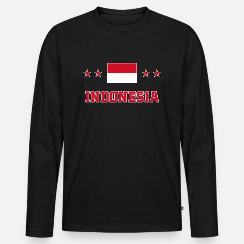 Indonesien - Männer Premium Bio Langarmshirt - Schwarz