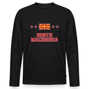 Macédoine du Nord - T-shirt manches longues Premium bio Homme - noir - Devant - Nico (187cm)