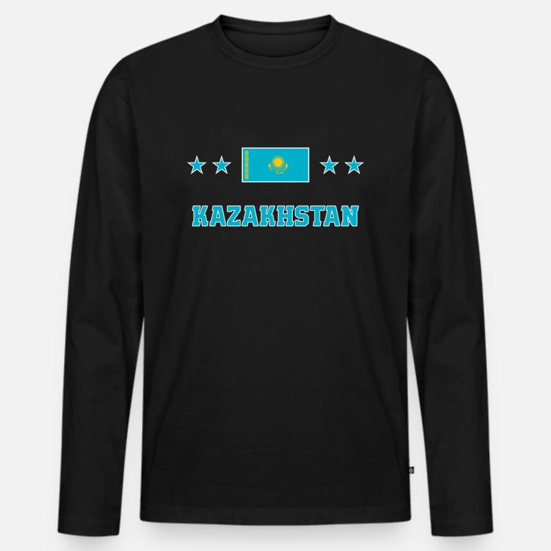 Kasachstan - Männer Premium Bio Langarmshirt - Schwarz