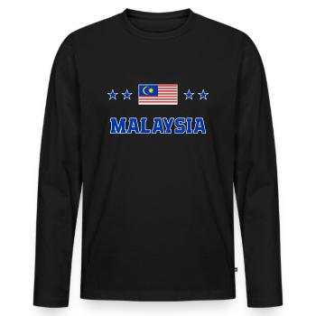 Malaysia - Men's Premium Organic Long Sleeve Shirt - black - Front - Nico (187cm)