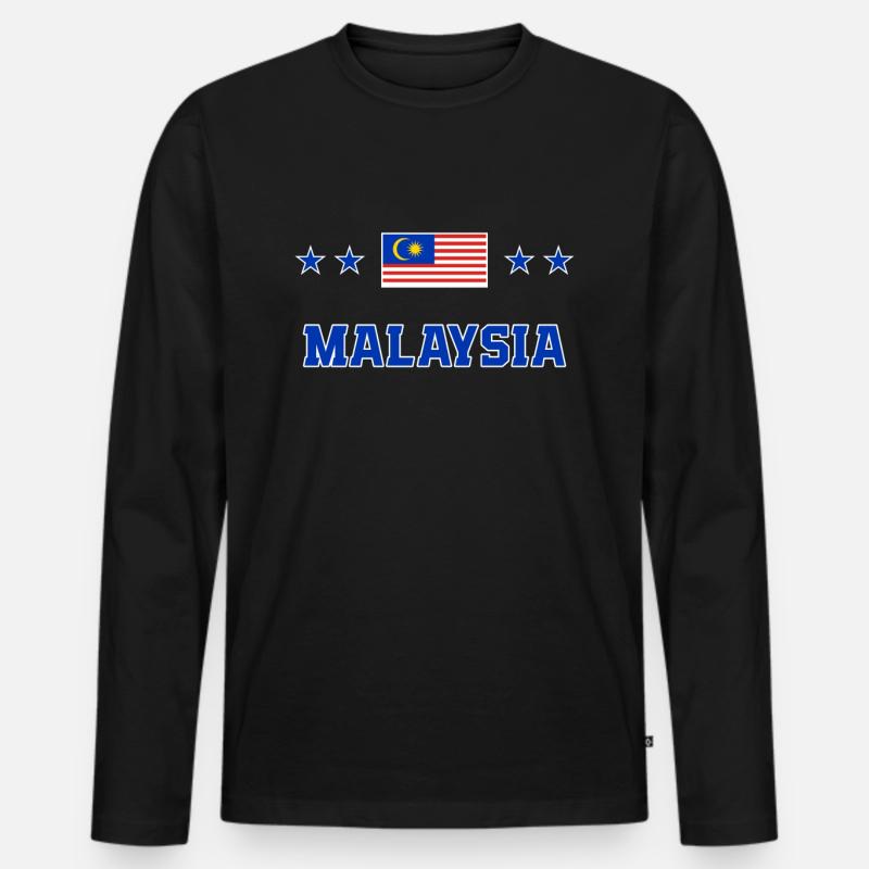 Malaysia - Männer Premium Bio Langarmshirt - Schwarz