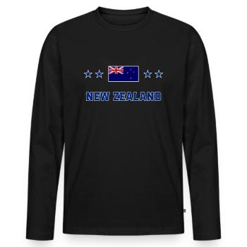 Neuseeland - Männer Premium Bio Langarmshirt - Schwarz - Vorne - Nico (187cm)