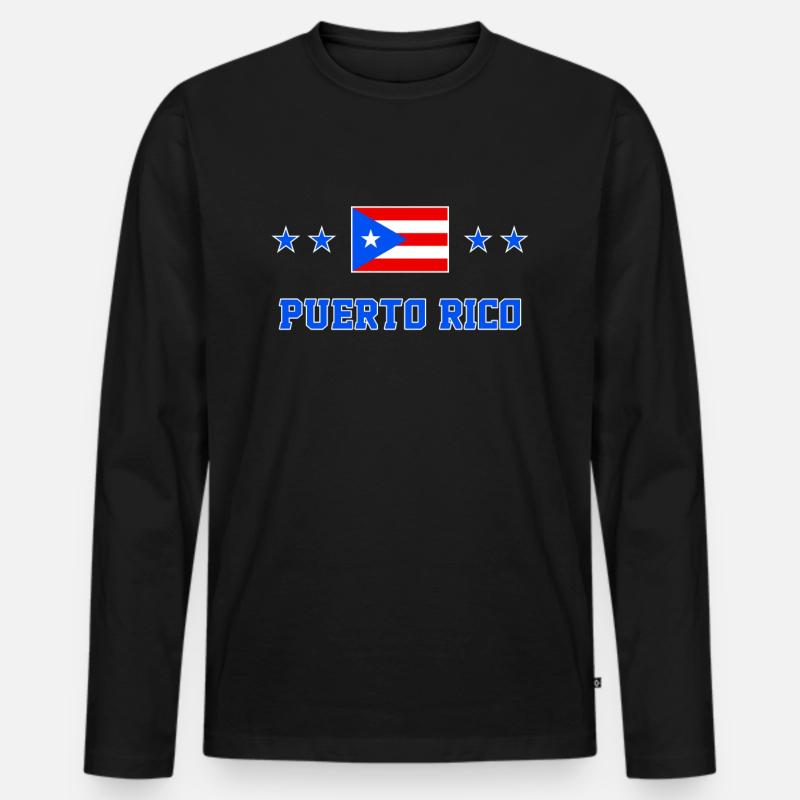 Puerto Rico - Männer Premium Bio Langarmshirt - Schwarz