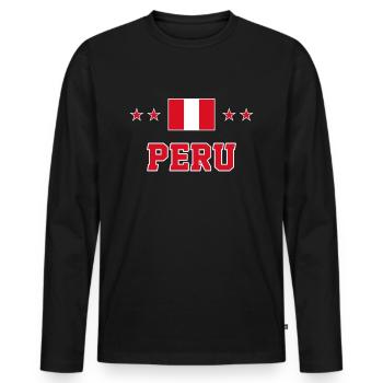 Pérou - T-shirt manches longues Premium bio Homme - noir - Devant - Nico (187cm)