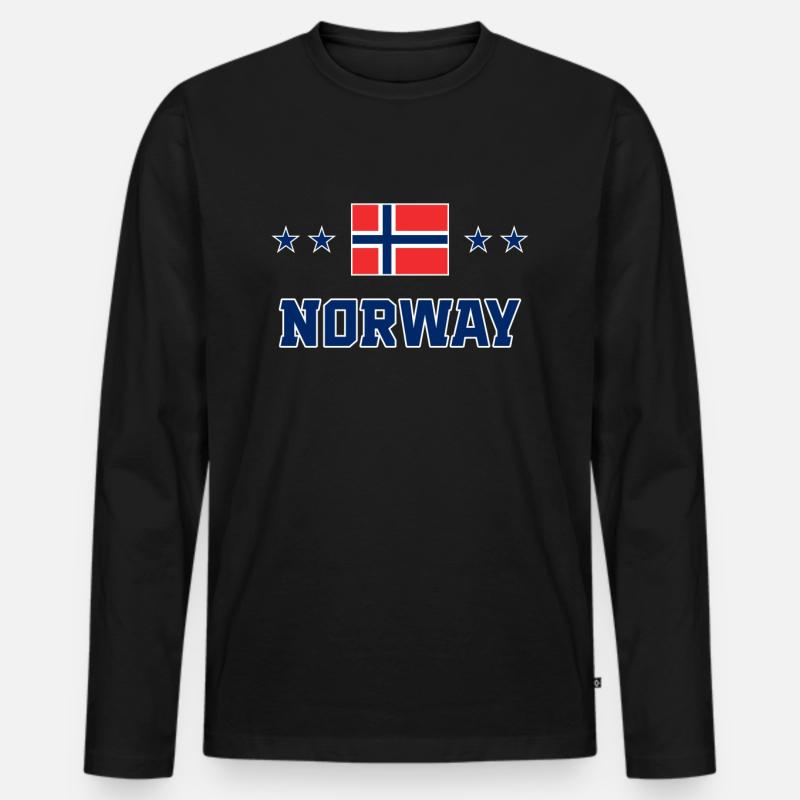 Norwegen - Männer Premium Bio Langarmshirt - Schwarz