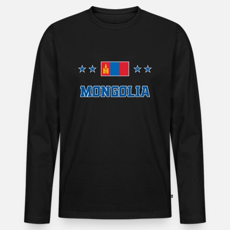Mongolei - Männer Premium Bio Langarmshirt - Schwarz