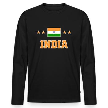 Inde - T-shirt manches longues Premium bio Homme - noir - Devant - Nico (187cm)