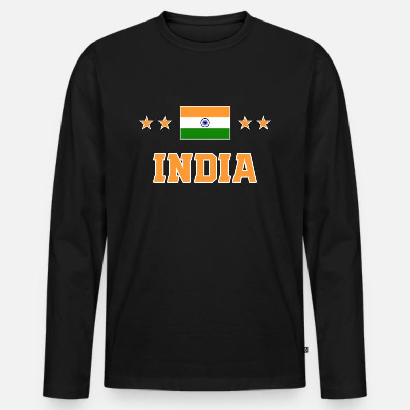 Indien - Männer Premium Bio Langarmshirt - Schwarz