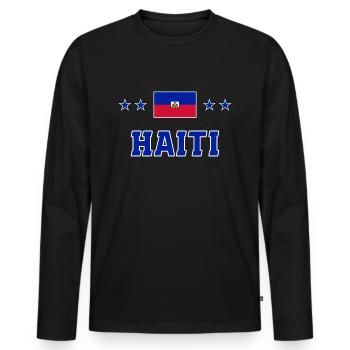 Haiti - Men's Premium Organic Long Sleeve Shirt - black - Front - Nico (187cm)