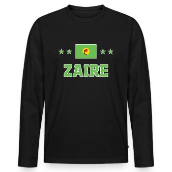 Zaire - Men's Premium Organic Long Sleeve Shirt - black - Front - Nico (187cm)