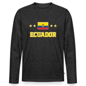 Ecuador - Männer Premium Bio Langarmshirt - Anthrazit meliert - Vorne - Nico (187cm)