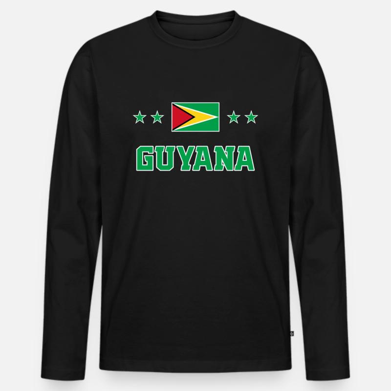Guyana - Männer Premium Bio Langarmshirt - Schwarz