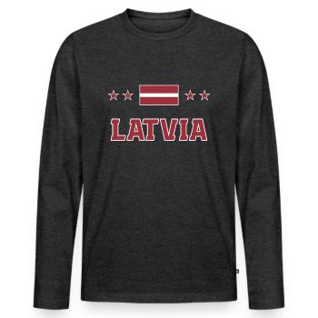 Latvia - Men's Premium Organic Long Sleeve Shirt - heather anthracite - Front - Nico (187cm)