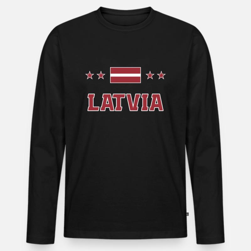 Lettland - Männer Premium Bio Langarmshirt - Schwarz