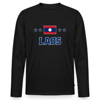 Laos - T-shirt manches longues Premium bio Homme - noir - Devant - Nico (187cm)
