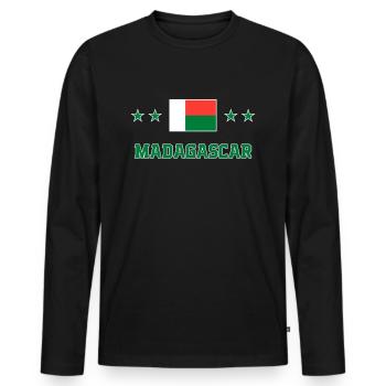 Macédoine - T-shirt manches longues Premium bio Homme - noir - Devant - Nico (187cm)