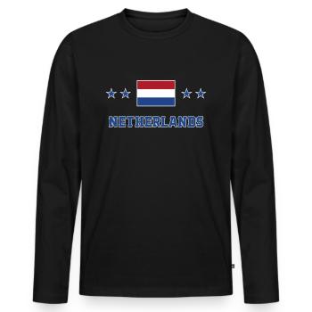 Netherlands - Men's Premium Organic Long Sleeve Shirt - black - Front - Nico (187cm)