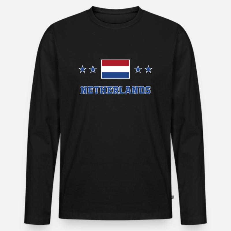 Niederlande - Männer Premium Bio Langarmshirt - Schwarz