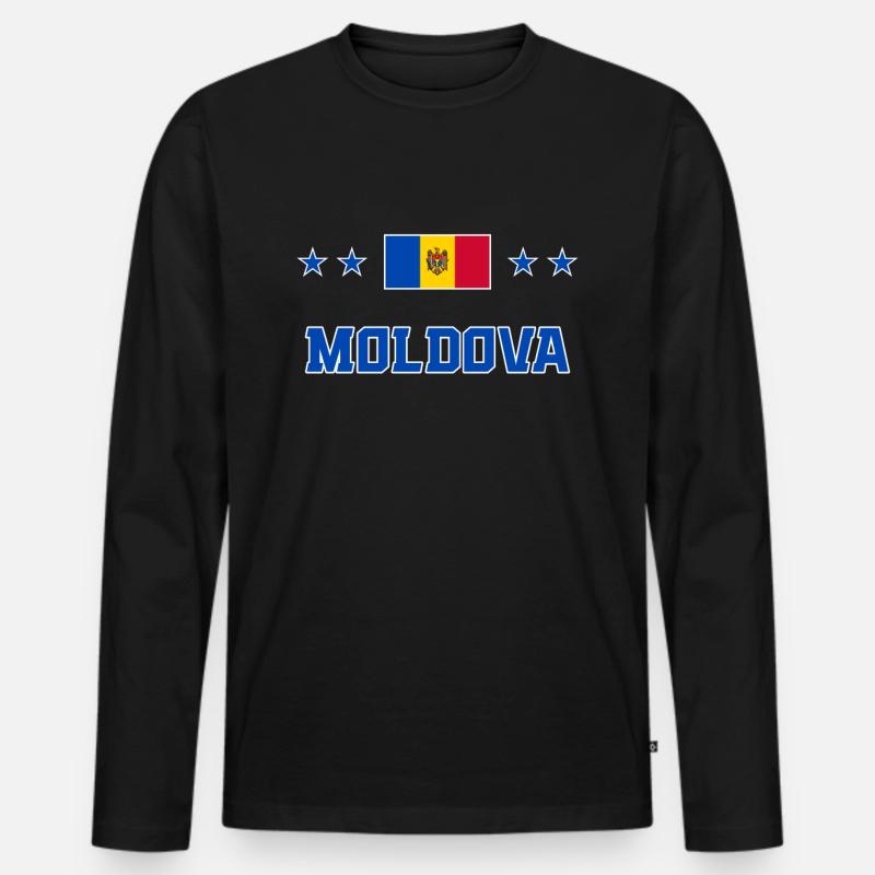 Moldawien - Männer Premium Bio Langarmshirt - Schwarz
