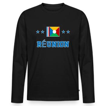 Réunion - Men's Premium Organic Long Sleeve Shirt - black - Front - Nico (187cm)