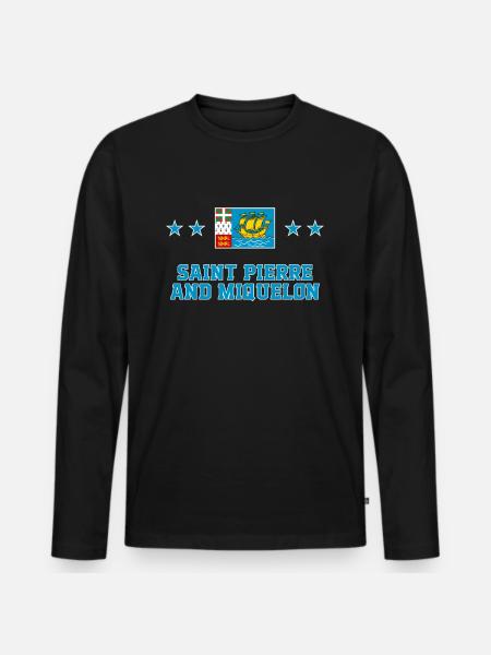 Saint Pierre and Miquelon - Men's Premium Organic Long Sleeve Shirt - black