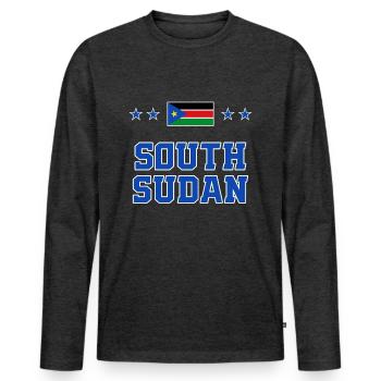 Sud Soudan - T-shirt manches longues Premium bio Homme - anthracite chiné - Devant - Nico (187cm)
