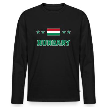Hungary - Men's Premium Organic Long Sleeve Shirt - black - Front - Nico (187cm)