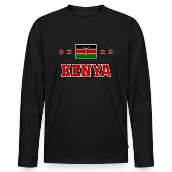 Kenya - Men's Premium Organic Long Sleeve Shirt - black - Front - Nico (187cm)