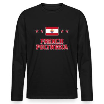 Polynésie française - T-shirt manches longues Premium bio Homme - noir - Devant - Nico (187cm)
