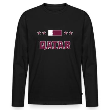 Qatar - Men's Premium Organic Long Sleeve Shirt - black - Front - Nico (187cm)