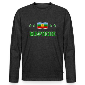Mapuche - T-shirt manches longues Premium bio Homme - anthracite chiné - Devant - Nico (187cm)