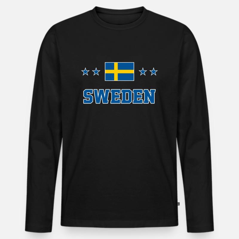 Schweden - Männer Premium Bio Langarmshirt - Schwarz