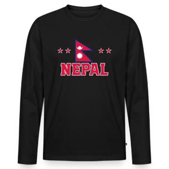 Népal - T-shirt manches longues Premium bio Homme - noir - Devant - Nico (187cm)