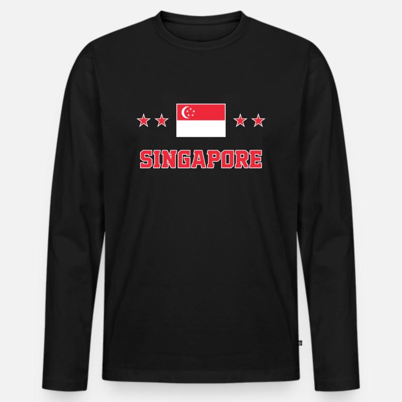 Singapur - Männer Premium Bio Langarmshirt - Schwarz