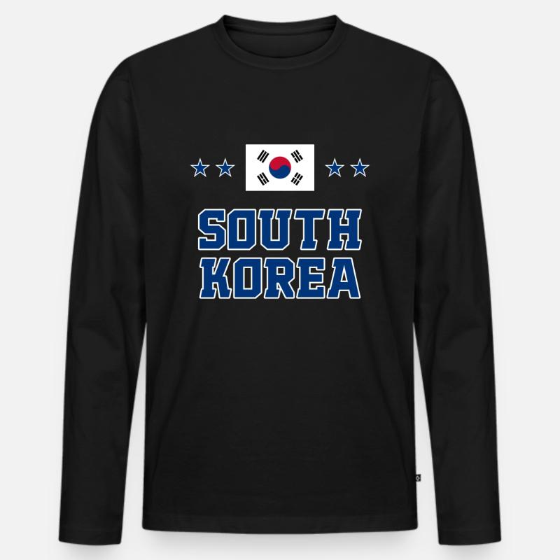 Südkorea - Männer Premium Bio Langarmshirt - Schwarz