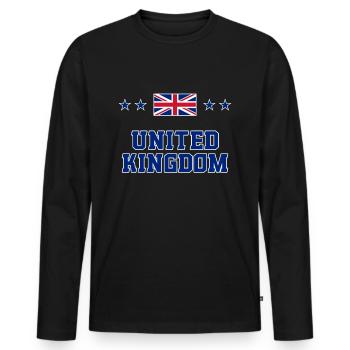 United Kingdom - Men's Premium Organic Long Sleeve Shirt - black - Front - Nico (187cm)