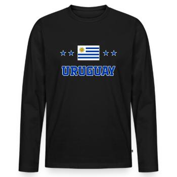 Uruguay - Men's Premium Organic Long Sleeve Shirt - black - Front - Nico (187cm)