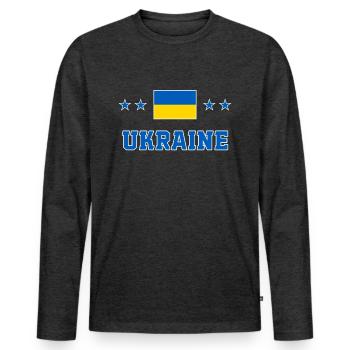 Ukraine - T-shirt manches longues Premium bio Homme - anthracite chiné - Devant - Nico (187cm)