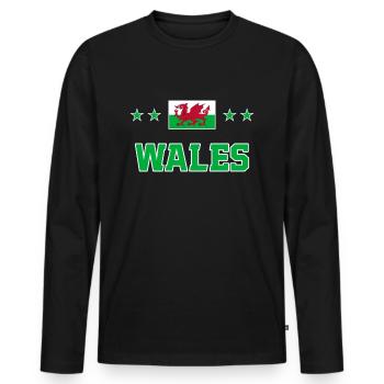 Wales - Männer Premium Bio Langarmshirt - Schwarz - Vorne - Nico (187cm)