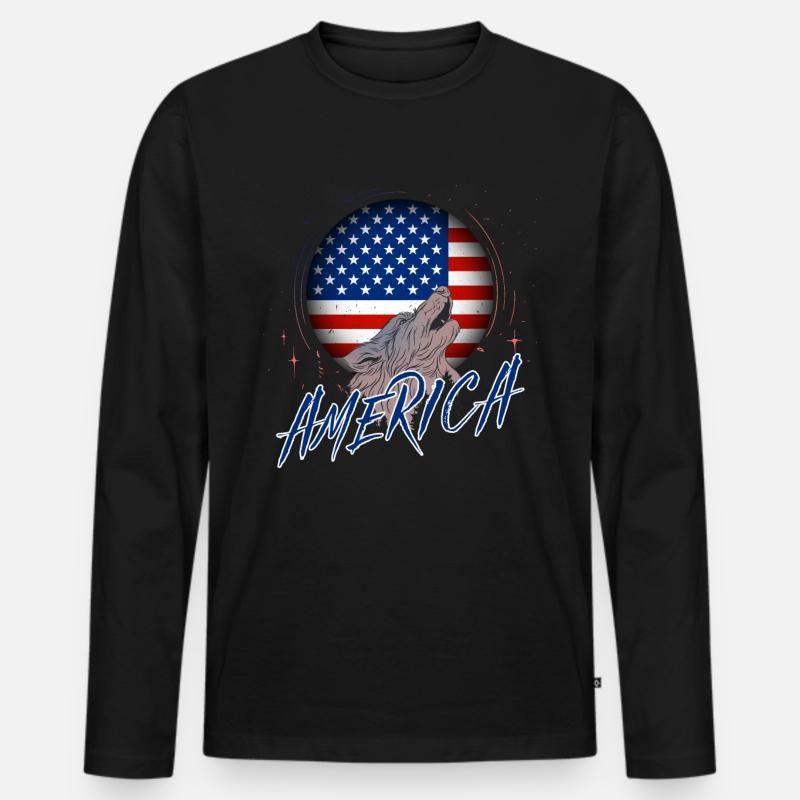 USA - Männer Premium Bio Langarmshirt - Schwarz