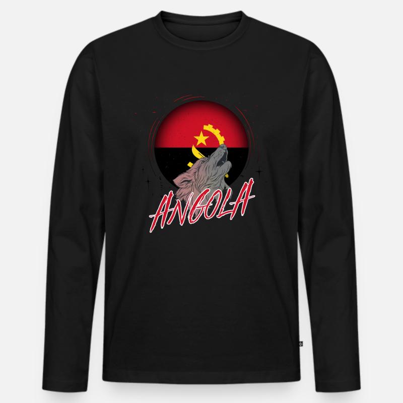 Angola - Männer Premium Bio Langarmshirt - Schwarz