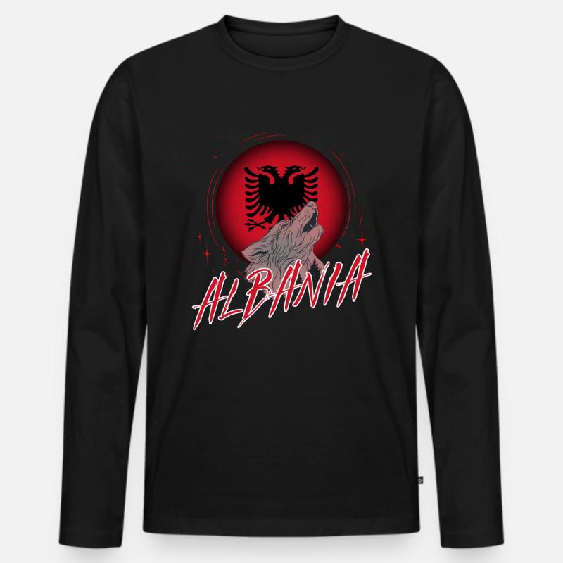Albanien - Männer Premium Bio Langarmshirt - Schwarz