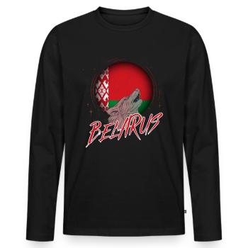 Belarus - Men's Premium Organic Long Sleeve Shirt - black - Front - Nico (187cm)