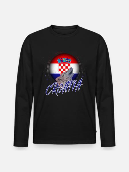 Croatia - Men's Premium Organic Long Sleeve Shirt - black