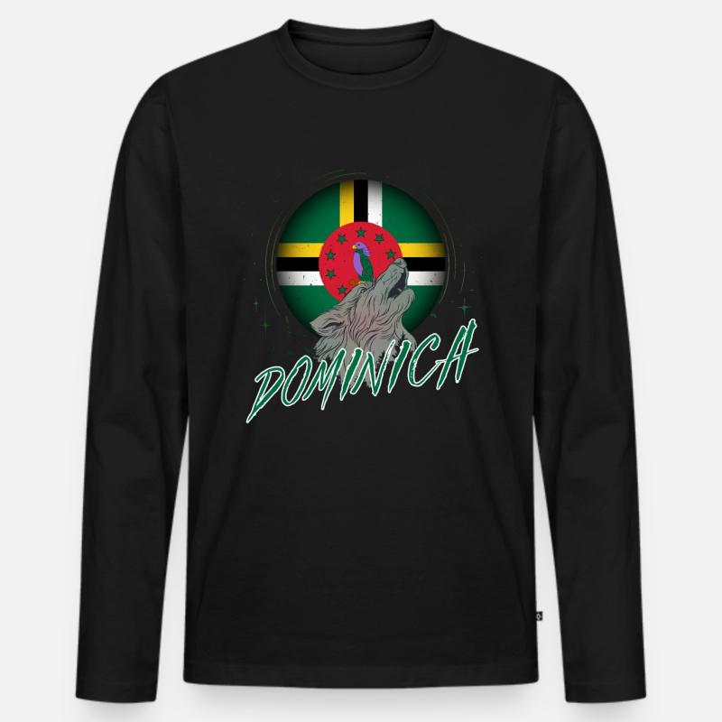 Dominica - Männer Premium Bio Langarmshirt - Schwarz