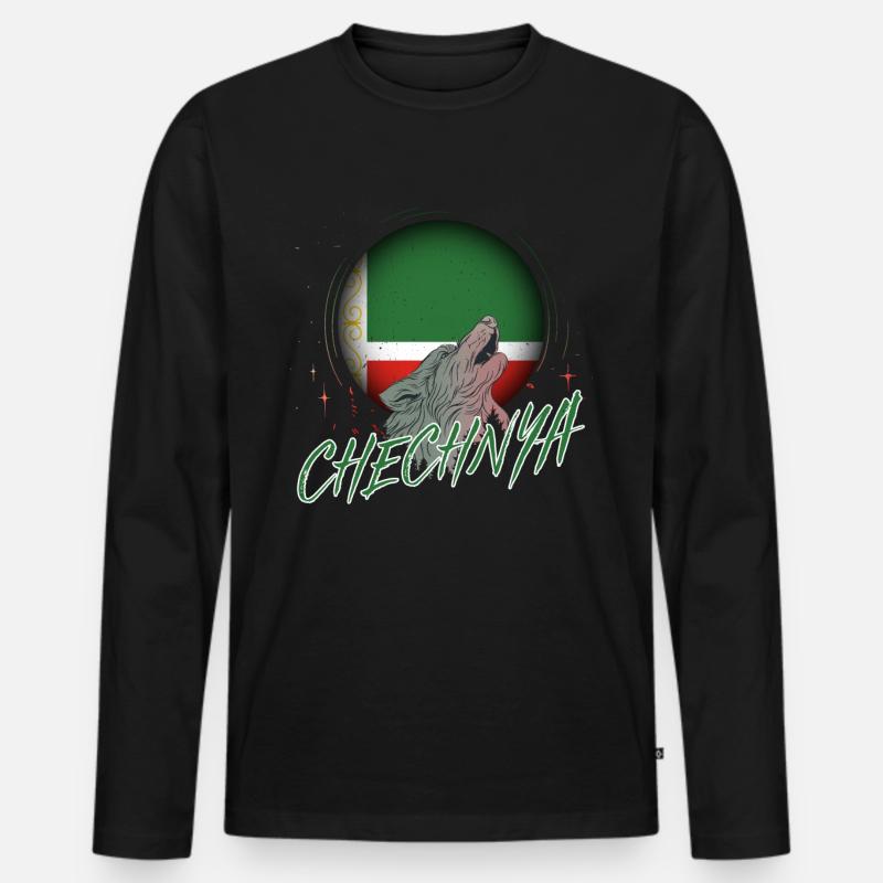 Tschetschenien - Männer Premium Bio Langarmshirt - Schwarz