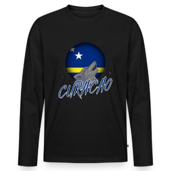 Curaçao - Männer Premium Bio Langarmshirt - Schwarz - Vorne - Nico (187cm)
