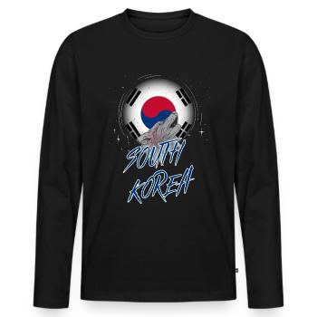 Corée du Sud - T-shirt manches longues Premium bio Homme - noir - Devant - Nico (187cm)