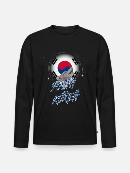 South Korea - Men's Premium Organic Long Sleeve Shirt - black